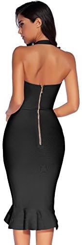 meilun Womens Halter Fishtail Bandage Party Dress Elegant Wedding Guest Dress - Image 4