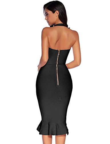 Image of meilun Womens Halter Fishtail Bandage Party Dress Elegant Wedding Guest Dress