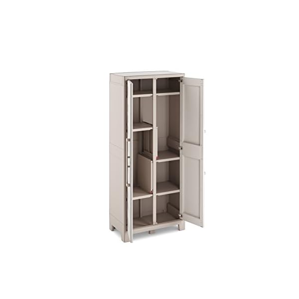 Keter Gulliver Kunststoffschrank / Besenschrank, Utility, beige, 80 x 44 x 182 cm – Bild 5