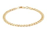 Barzel Pulsera de cadena de eslabones cubanos chapada en oro de 18 quilates, fabricada en Brasil, 7.5 Inches, Latón, No es una piedra preciosa