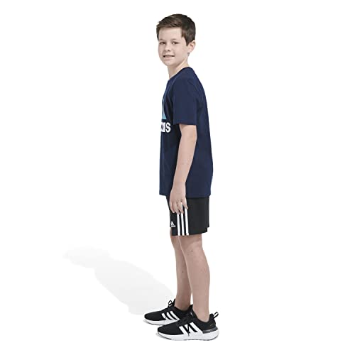 Adidas Boys' Big Short Sleeve Cotton Classic 2 Tone Bos Logo T-Shirt, Collegiate Navy, M(10/12) #TOP4