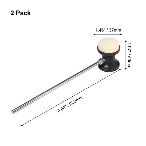 Jiozermi 2 Pcs Dual Sided Bass Drum Pedal Mallet, Wool Felt Drum Pedal Beater, Anti-Slip Bass Percussion Sticks, Instrument Band Accessory Part