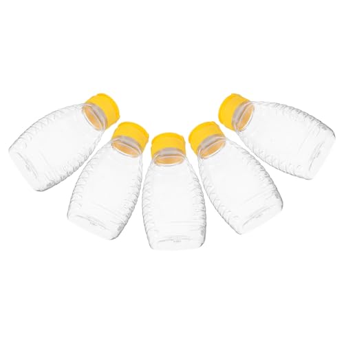 VALICLUD 5 Botellas Exprimibles para Miel 180 Ml Envases para Condimentos Anti-Goteo Dispensador de Miel y Salsas Boquilla Dosificadora Uso Versátil Cocina y Almacenamiento Reutilizable
