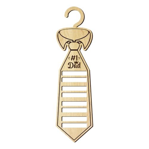 Tie Hanger, Hanging Wooden Decoration, #1 DAD, Men's Storage Decoration, Wooden Tie Hanger is Suitable for Father's Gifts, Men's Birthday or Holiday A5