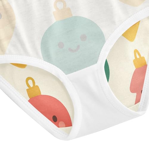 Breathable Girls' Panties Comfort Color for Kids Christmas Ornaments Pattern in Sizes 2T,3T, 4T, 5T, 6Y and 8Y 5