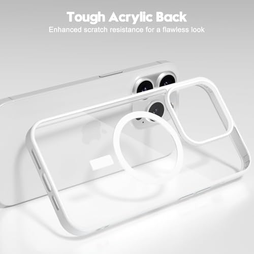 Image of DIZORO iPhone 14 Pro Max Case,Compatible with MagSafe, Non Yellow Military-Grade Drop Protection & Hard PC Back Cover Slim Transparent Anti-Scratch Shockproof Phone Case - White