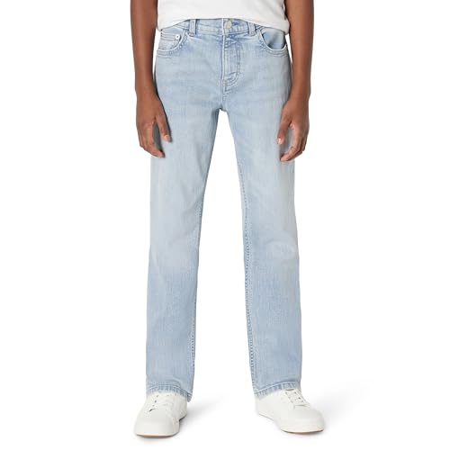 Amazon Essentials Boys Medium Stretch Regular-Fit Bootcut Jeans Tinted Ice Light Wash 14