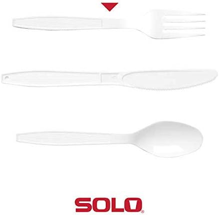 Generic SOLO Heavyweight Plastic White Forks, 500/Case, Full Size, Textured Handle With Nature Products Cotton Cloth Napkin/Towel