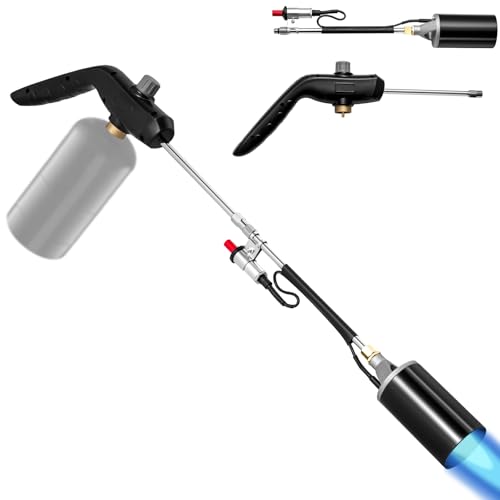 Soiiw Propano antorcha malas hierbas quemador, 1.200.000 BTU alta salida malas hierbas antorcha lanzallamas, antorcha con control de llama y 30 'brazo largo desmontable para jardín, madera, hielo