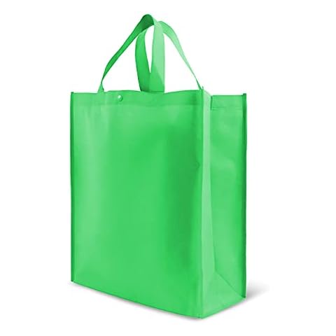 Simply Green Solutions - Reusable Grocery Bags, Durable Large Tote Bags, Shopping Bags for Groceries, Utility Tote, Reusable Gift Bags With Handles, 14 x 16.5 x 6, Pack of 10, Kelly Green Cover