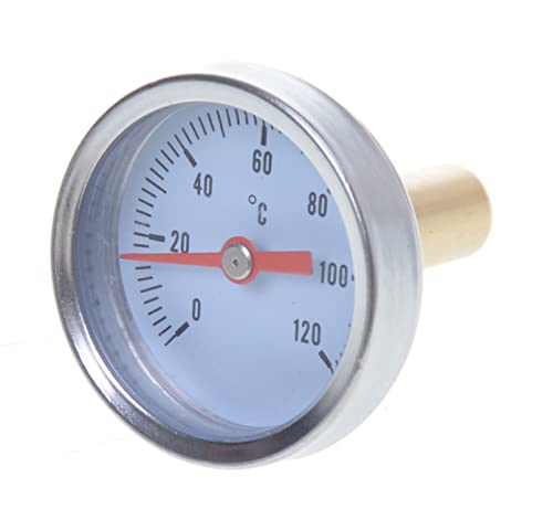 Aqbau® Bimetall Thermometer Zeigerthermometer 0°C - 120°C inkl Tauchhülse 1/4" Cover
