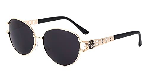 Kleo Dynasty - Metal Chain Temple Cut Out Side Coin Lion Head Medallion Oval Hip Hop Sunglasses