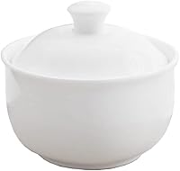 123Arts 13oz White Ceramic Sugar Bowl with Lid - Food-Safe Candy Dish Jar, Microwave & Dishwasher Safe