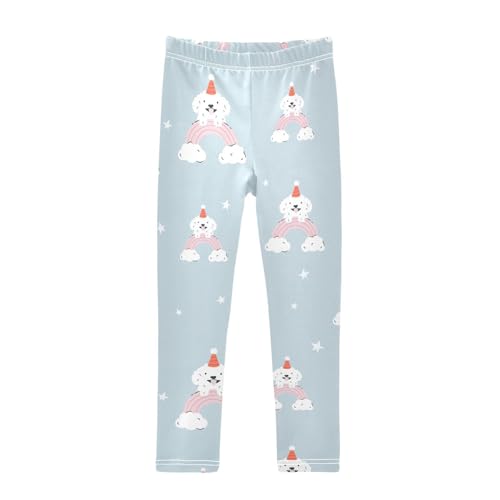 Maltese Dog Rainbow Girls Leggings,Workout Leggings for Girls Toddler Athletic Legging Size for 3-10T