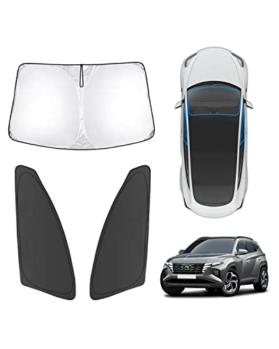 Karltys 3PCS Windshield Sun Shade for 2022-2025 2026 Hyundai Tucson, Front and Side Window Sunshade...