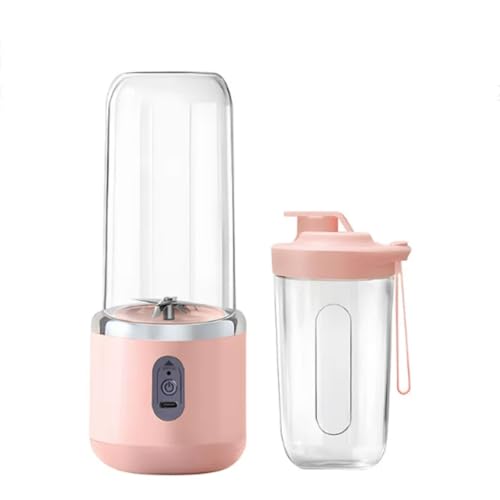 Poderoso Licuadora portátil de plástico, vaso de batidora portátil ligero de 6 hojas, recargable for cocina, oficina, viajes, gimnasio compacto(Pale Red)