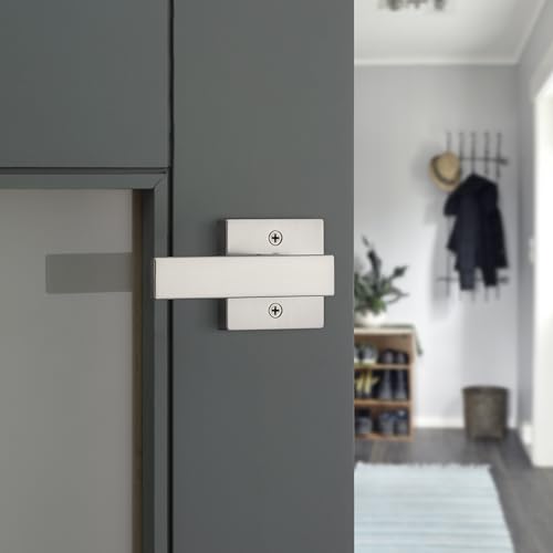 Image of Kwikset Singapore Dummy Door Handle, Single Sided Lever for Closets, French Double Doors, and Pantry, Satin Nickel Non-Turning Reversible Interior Push /Pull Lever, with Microban Protection