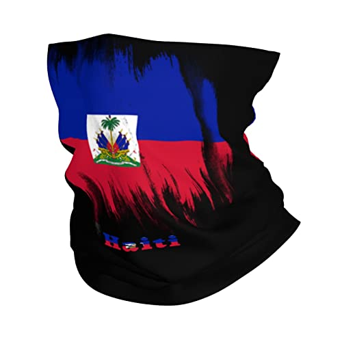Haiti Flag Haitian Seamless Neck Gaiter Shield Scarf Bandana Face Mask Seamless UV Protection for Motorcycle Cycling Riding Running Headbands White