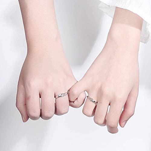 Bague couple en argent S925 le cadeau romantique idéal avec taille réglable