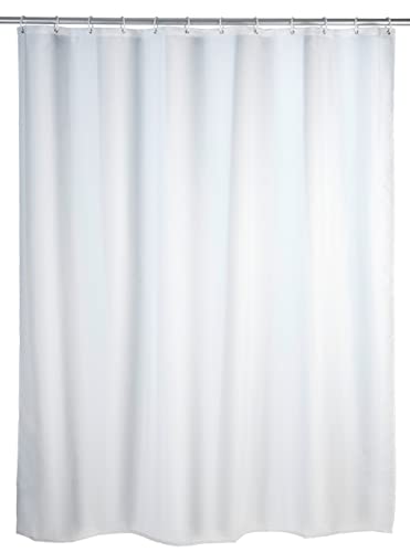 WENKO Shower curtain single-colour White - high-quality textile fabric, washable, Polyester, 120 x 200 cm, White