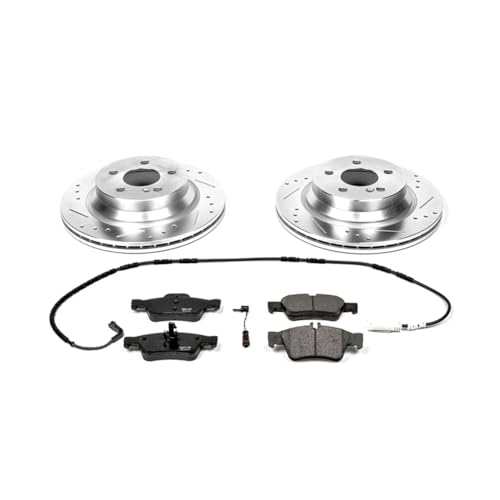 Image of PowerStop Rear Brake Kit for Mercedes-Benz E350 2006-09 | Mercedes-Benz E500 2003-06 - Drilled and Slotted Disc Rotors with Carbon-Fiber Ceramic Brake Pads Replacement, K5322