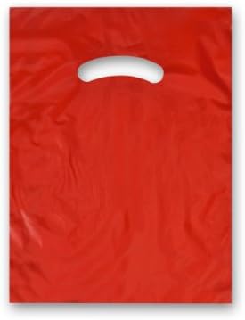 Paquete de 1000 bolsas de plástico recicladas superbrillantes de 9" x 12", color rojo sólido, 1.25 mil, fabricadas en Estados Unidos