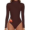 SHAPERIN Body Thermique Femme Col Roulé Manches Longues Bodys Élégant Bodysuit Top Turtle Neck Long Sleeve Marron-Thermique L