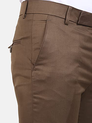 Image of Classic Collection Men's Smart Slim Fit 2-Way Stretchable Formal Trousers Made of Cotton Viscose Blend Fabric with Hidden Expandable Waistband and 3 Slant Pockets Plus 1 Ticket Pocket