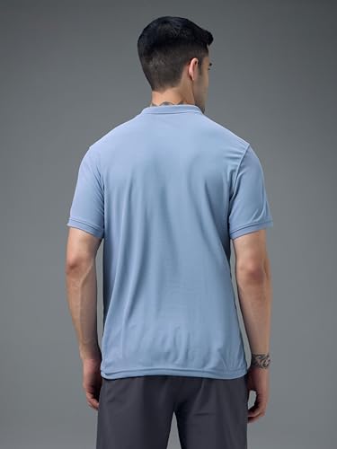 Image of TECHNOSPORT Men's Solid Slim Fit Polo Collar T-Shirt MATPIQ Half Sleeve Button Polyester for Gym Running Workout UPF50+ Anti Odour