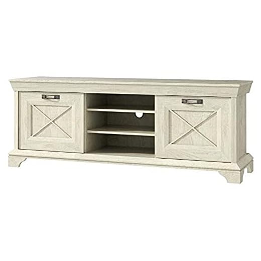 Forte Kashmir TV Unterschrank mit 2 Türen, Holzwerkstoff, Pinie Weiß, B x H x T: 147,4 x 66,3 x 48,2 cm