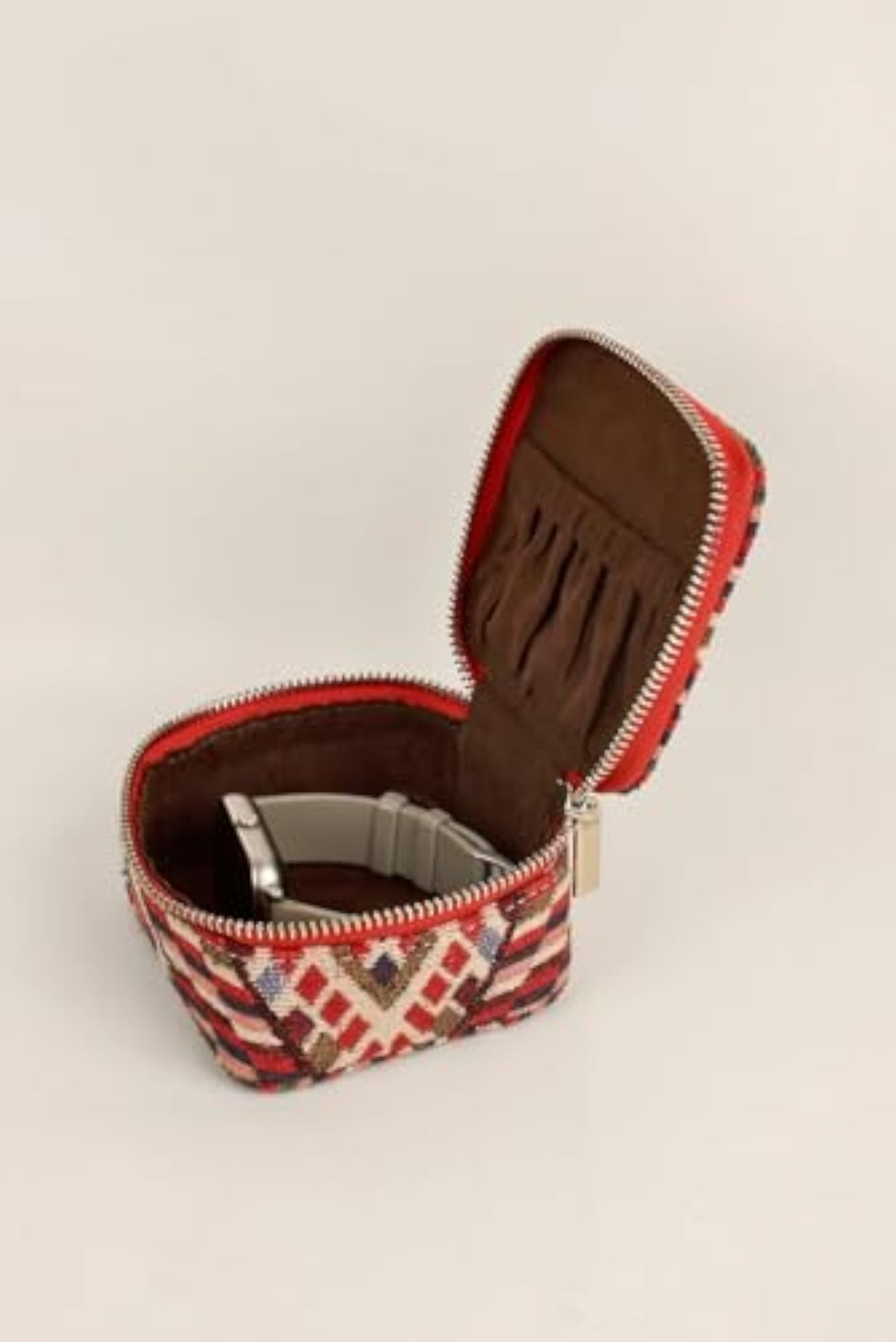 Square Jewellery Case Handloom (Hazlenut)