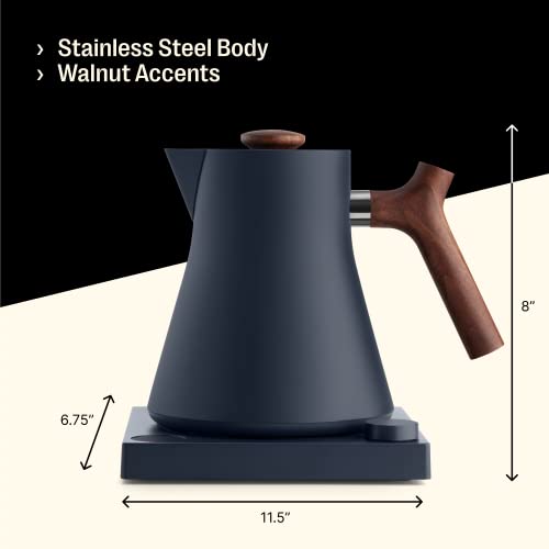 Image of Fellow Corvo EKG Electric Tea Kettle - Electric Pour Over Coffee and Tea Pot-Quick Heating Electric Kettles-Temperature Control & Built-In Brew Timer-Stone Blue with Walnut Handle-0.9 Liter
