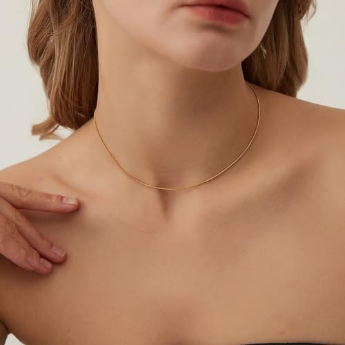 Gold Chain for Women - 18K Gold Plated Herringbone Necklace Square Snake Chain Dainty 0.9mm/2mm Gold Necklace for Women Gold Jewelry Gifts Size 16/18/20/22/24/26 Inch2