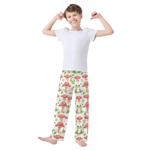 Frog Mushroom Leaf Boys Long Pants Soft Trousers Elastic Waist Kids Lounge Bottoms with Pockets S-XL2
