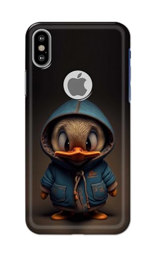Image of PRINTFIDAA Printed Hard Back Cover Case for Apple iPhone X | iPhone 10 | iPhone Xs | iPhone 10s Logo View Back Cover (Animated Duck) -112