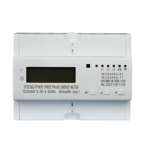 1-PC​ Contatore di energia intelligente WiFi su guida DIN - Monitor kWh monofase 220V 65A con frequenza 50/60Hz(L)