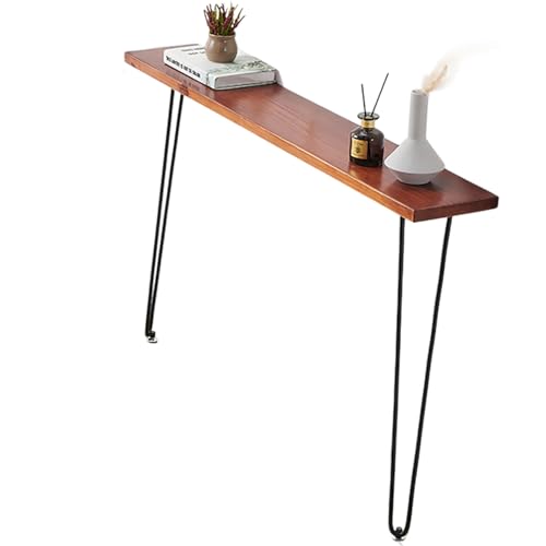 Mesa de bar rectangular estrecha de madera, elegante mesa de comedor de altura de barra para cocina, estudio, pasillo y entrada (60 cm), diseño moderno, ahorra espacio, piel versátil