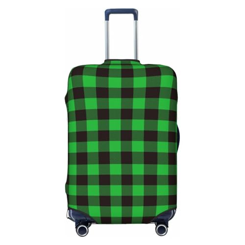 Buffalo Plaid Green Black Print Luggage Cover Elasticated Suitcase Covers TSA Approved Stylish Scratch Washable Resistant Case Protector for Kids and Adults