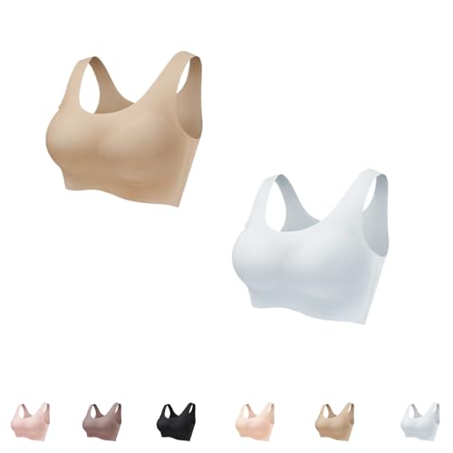 Sujetador Ultimate Lift, Sujetador Suave para Dormir para Mujer, Sujetador Push up Sexy sin Costuras y Sin Aros (2 Pcs E,XL)