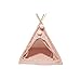 Dog Tent House Cat Teepee with Cushion Washable Indoor Outdoor Soft Cozy Puppy Kitten Cute Bohemian Plaid Pet House (Pink Plaid,One Size)