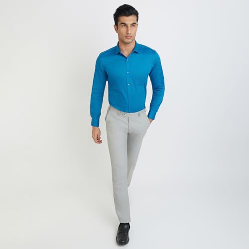 Image of Park Avenue Men Pure Cotton Slim Fit Structure Pattern Semi Cutaway Collar Formal Shirt