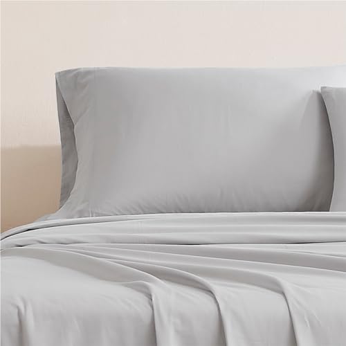 Image of Linen Closet Luxury Cotton 144 Thread Count Organic Cotton Standard Pillowcases, Set of 2, Light Grey
