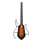 Silent Acoustic Electric Guitar, Mini Lightweight Travel Headless Guitar for Practice, Compact Maple Body with Removable Frames with Gig Bag, Sunset