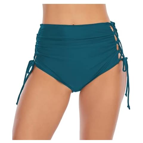 Vivian High Waisted Pleated Bikini Bottoms Cover
