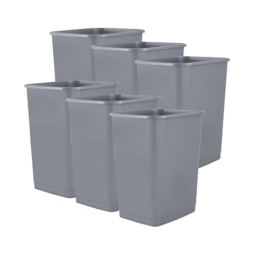 Superio Small 2.5 Gallon Plastic Trash Can, Waste Bin for Under Desk, Office, Bedroom, Bathroom- 10 Qt (6, Grey)
