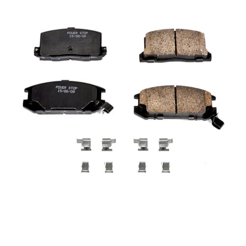 Image of PowerStop Rear Brake Pads for Toyota MR2 1985-89 - Z17 Ceramic Brake Pads with Installation Hardware, 17-309