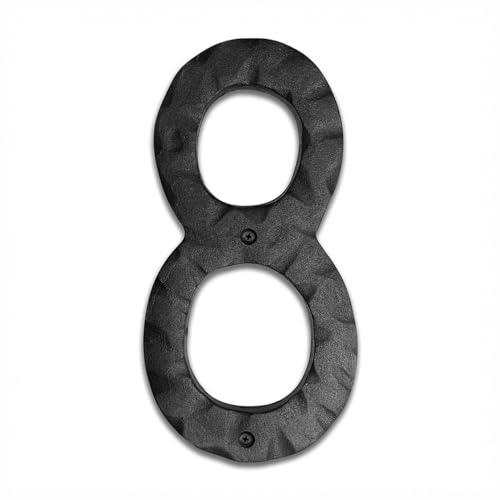 Image of NACH House Numbers for Outside, 8 inch Black Address Numbers for House - Number 8 - Rustic Numbers for Outside with Mounting Hardware