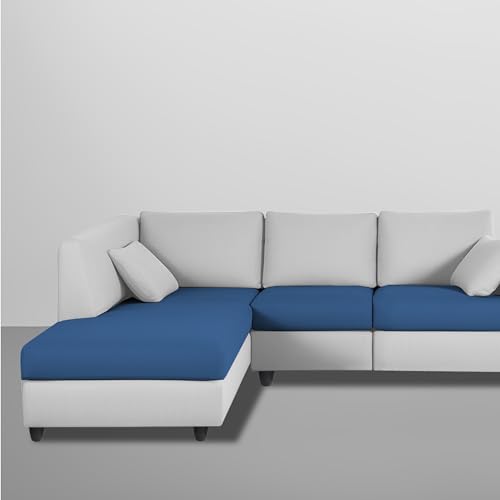 Image of Florian LHS 4 Seater L Shape Sofa Set for Living Room (Blue Grey Fabric) Premium Fabric Sofa