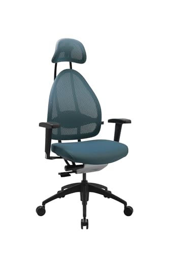 TOPSTAR Sedia da ufficio Open Art 2010 con braccioli e poggiatesta regolabili in altezza, colore: petrolio