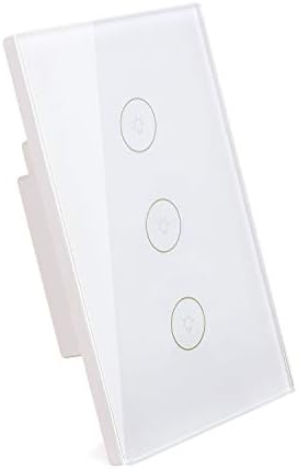 TIYOON Wifi Smart Light Switches Touch Panel Glass Remote Wall Switch, Compatible with Alexa, Google Assistant (3 Gang Light Switch)